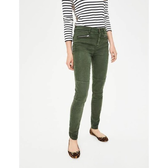 Boden Brighton Biker Skinny Jeans‎ in Marsh Army Green Size 4P Olive Green Moto - Picture 1 of 16